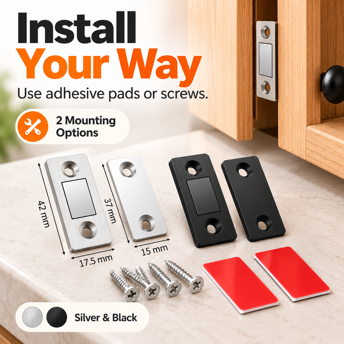 🧲 Magnetic Cabinet Door Catch – Strong Hold, Slim Design & Easy Installation