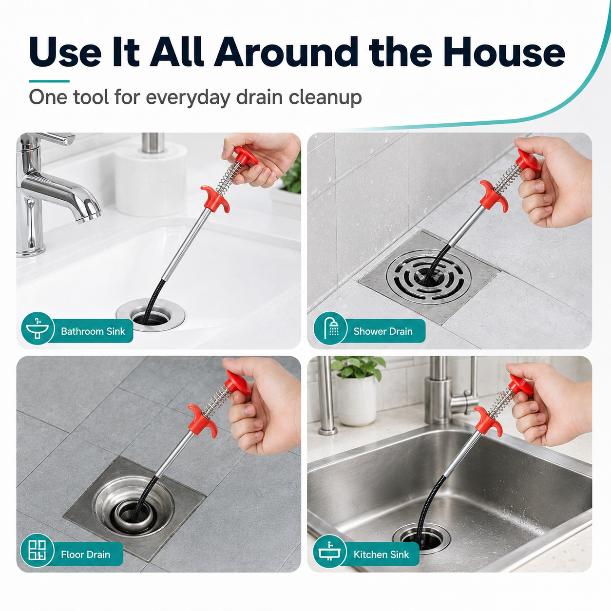 🚿 50% OFF Flexible 4-Claw Drain Grabber ⚡ Reach Deep Into Curved Pipes
