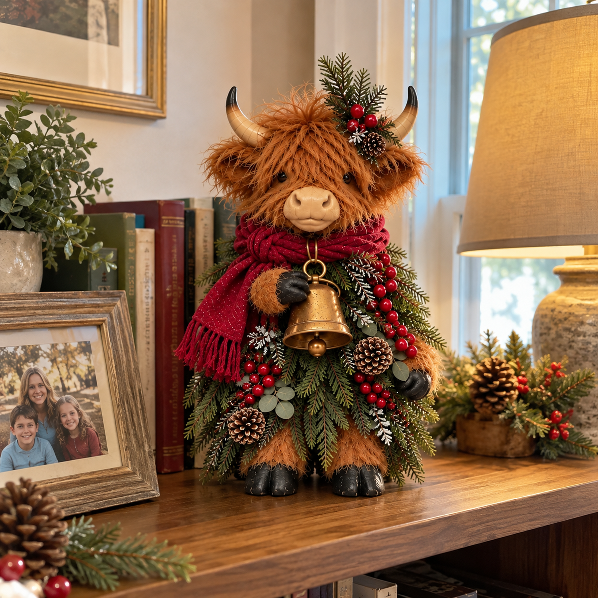 🐮 Christmas Highland Cow Decor 🎄 Cozy Farmhouse Holiday Accent