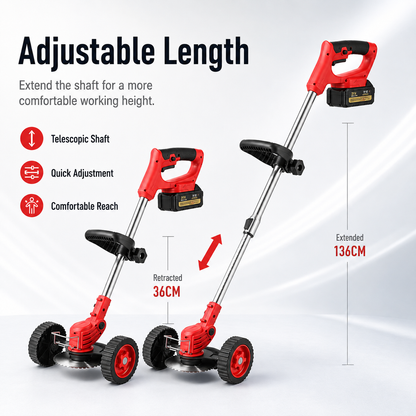 🔥 50% OFF 3-in-1 Cordless Weed Whacker with Adjustable Handle & Removable Support Wheels