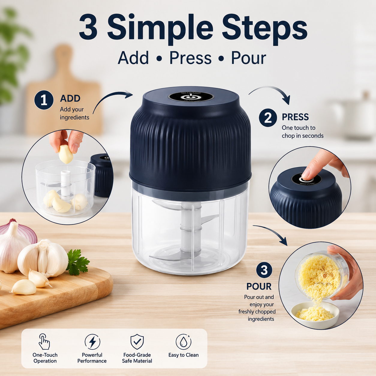 ✨ Mini Electric Food Chopper – One-Press Garlic & Veggie Prep 🍳🥕🧄