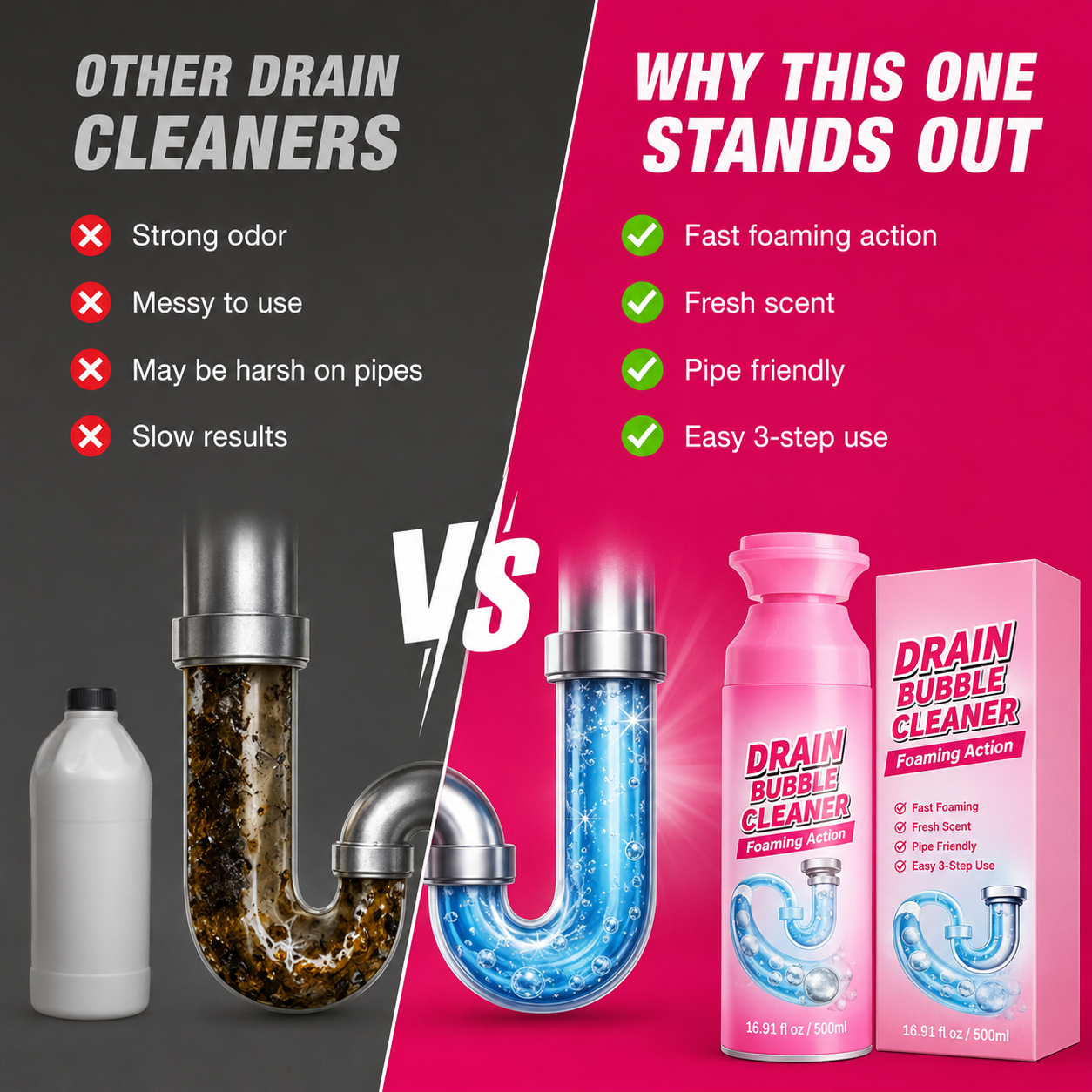 🫧 49% OFF Foaming Drain Bubble Cleaner ✨ Helps Clear Buildup & Freshen Smelly Drains
