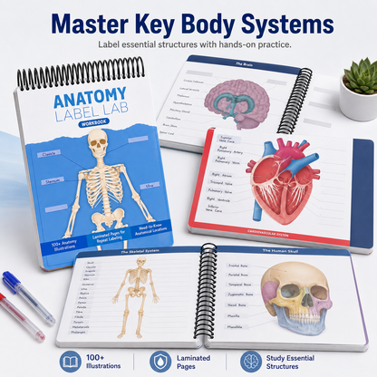 📚✨ 50% OFF Reusable Anatomy Study Workbook 🧠 100+ Illustrations for Active Recall