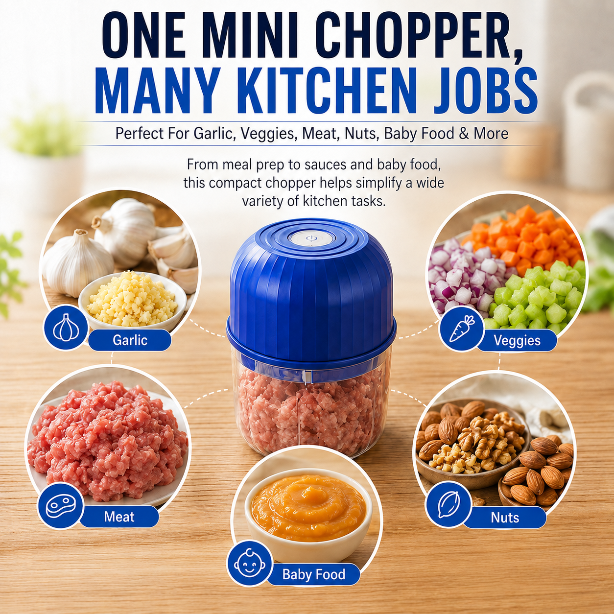 Wireless Efficient Electric Mini Food Chopper