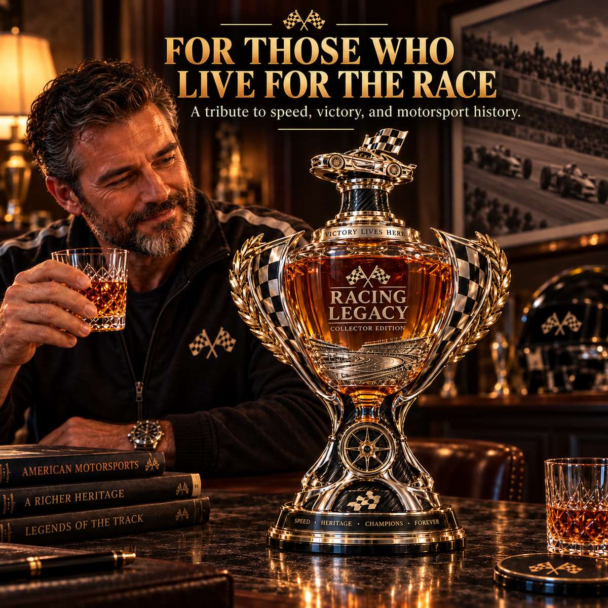 🏁 Racing Legacy Trophy Whiskey Decanter – Collector’s Edition 🏆