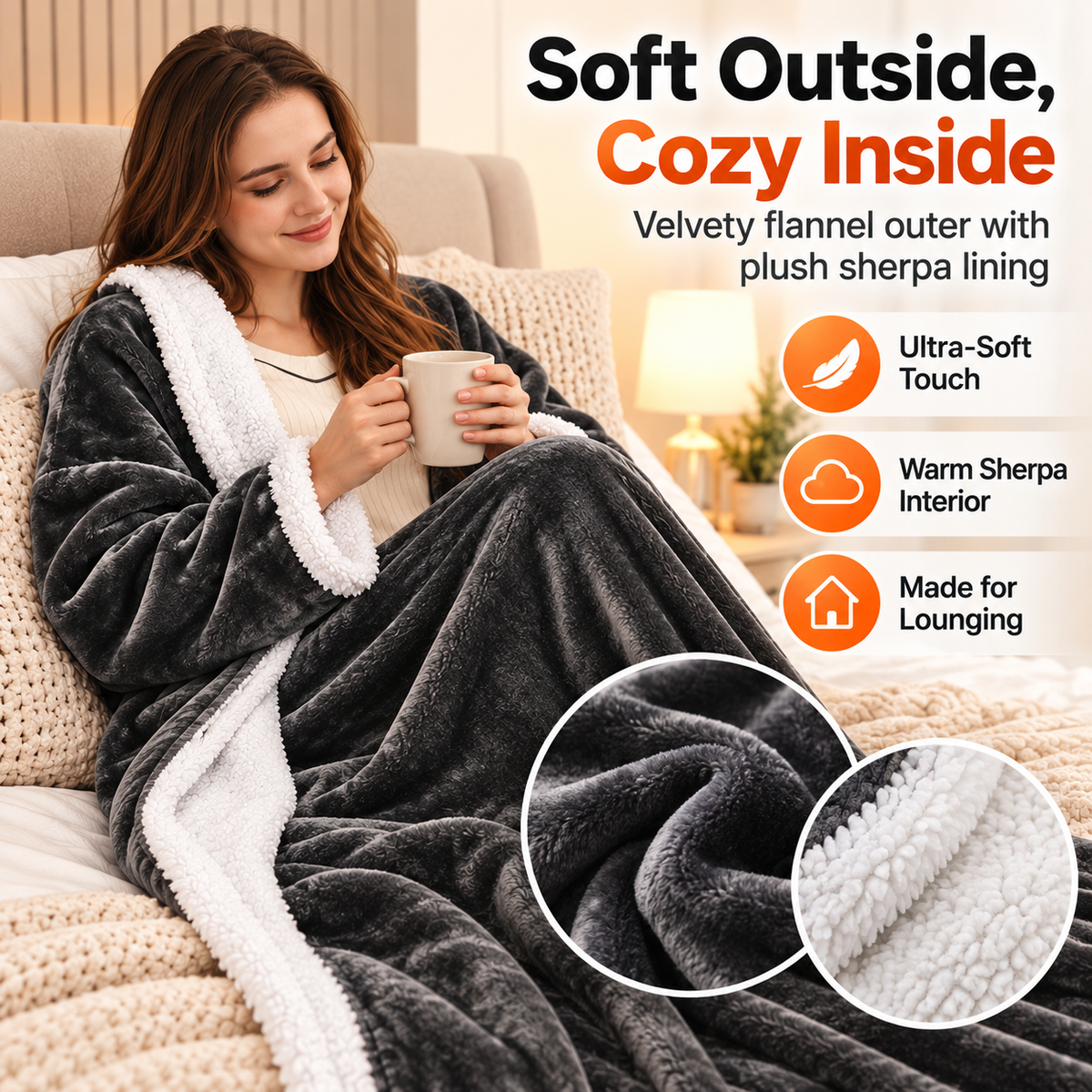 🔥62% OFF Wearable Heated Blanket with Sleeves – 8 Heat Levels & 6 Timer Settings