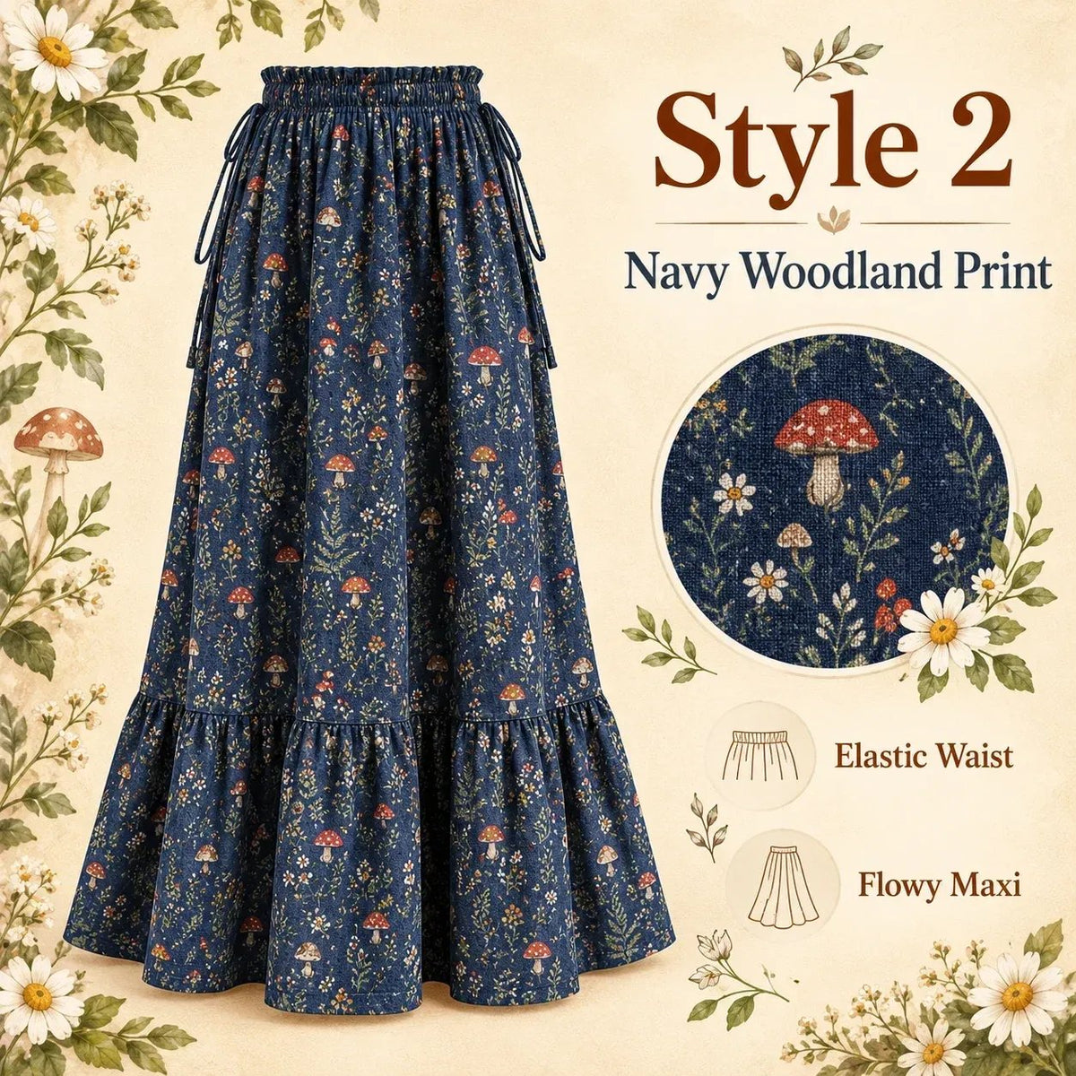 🌸 Boho Floral Maxi Skirt – One Size