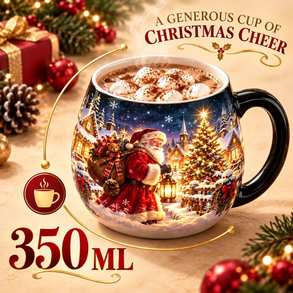 ⏳ Letzter Tag: 49 % Rabatt – ☕ Magic Heat-Revealing Christmas Village Coffee Mug (12 oz / 350 ml) with Santa Reveal 🎅
