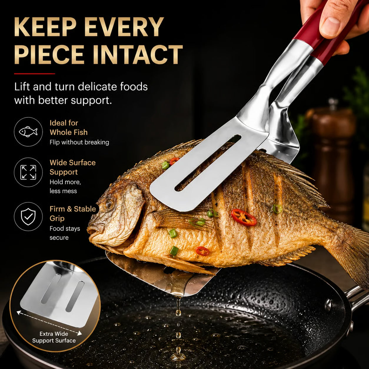 🔥 Limited-Time 50% OFF 🍳 2-in-1 Spatula Tongs — Grip, Flip, Drain & Serve with Ease