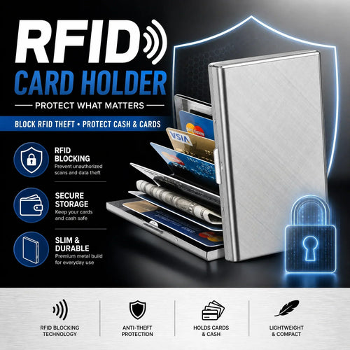 🔥 50% OFF – Slim RFID Blocking Stainless Steel Card Holder 💳