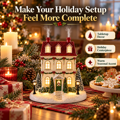 🎄 Lighted Christmas House Diffuser – Cozy Holiday Cottage with Gentle Mist ✨