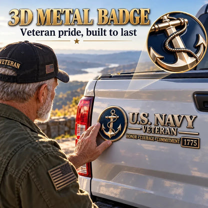 🎖️ Heavy-Duty 3D Embossed Veteran Relief Metal Car Emblem Badge 🚗