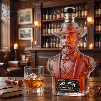 🏺 160th Anniversary Heritage Bust Glass Decanter – 1866–2026 🥃