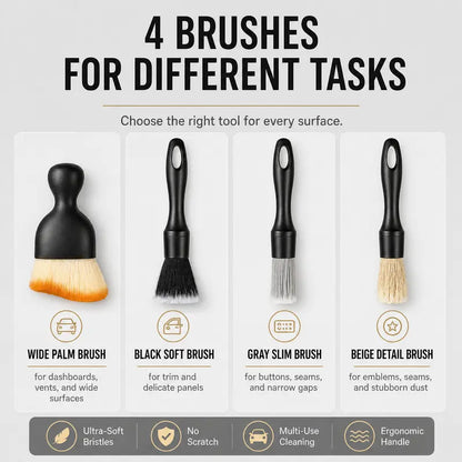 🔥 LIMITED-TIME 50% OFF! 🚗 4-Piece Car Detailing Brush Set – Clean Every Corner Without Scratches ✨