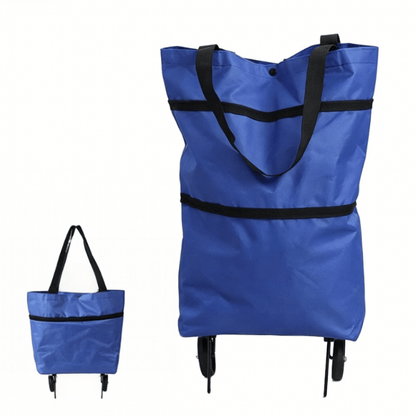 Shopping bag with wheels, foldable small trolley for groceries, portable, large-capacity women's bag for home use
