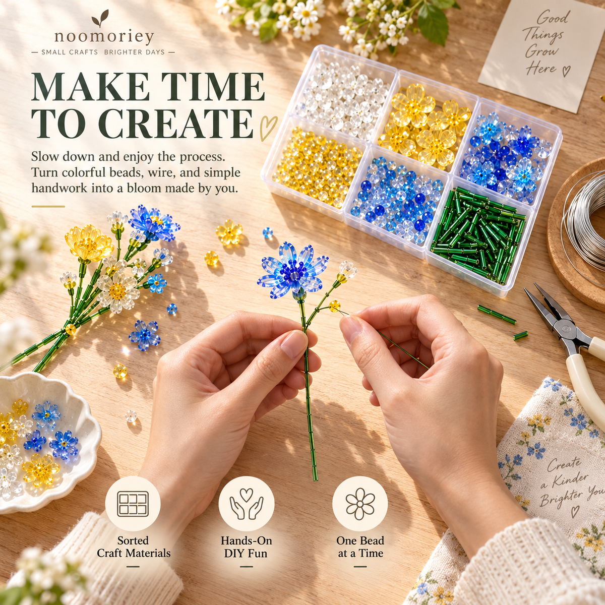 🌼✨DIY Beaded Wildflower Bouquet Kit – Handmade Crystal Flower Craft Set🌸✨
