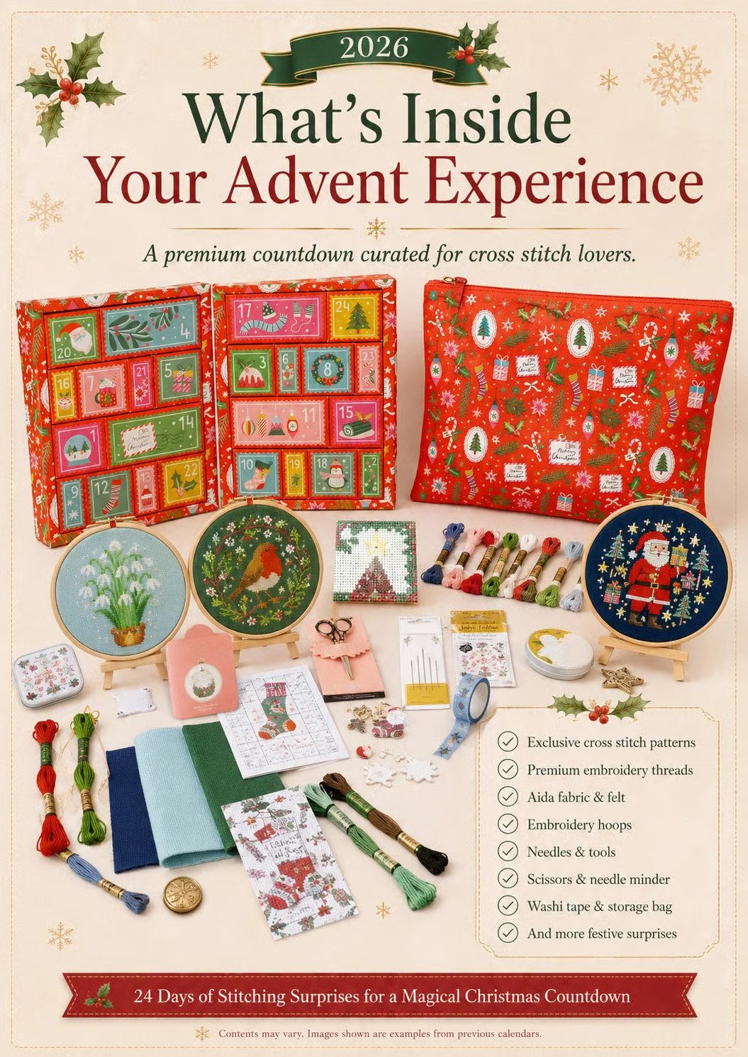 🔥 Last Day 50% OFF - 🎄🧵 2026 Cross Stitch Advent Calendar Box | 24 Days of Stitching Surprises for a Magical December 🎁 ✨