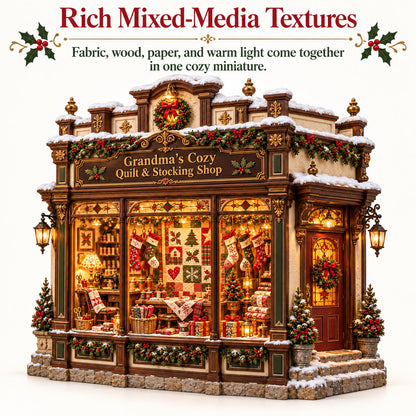🎄✨ Grandma’s Cozy Quilt Shop– DIY Light-Up Christmas Miniature | Build Your Own Holiday Magic ❤️