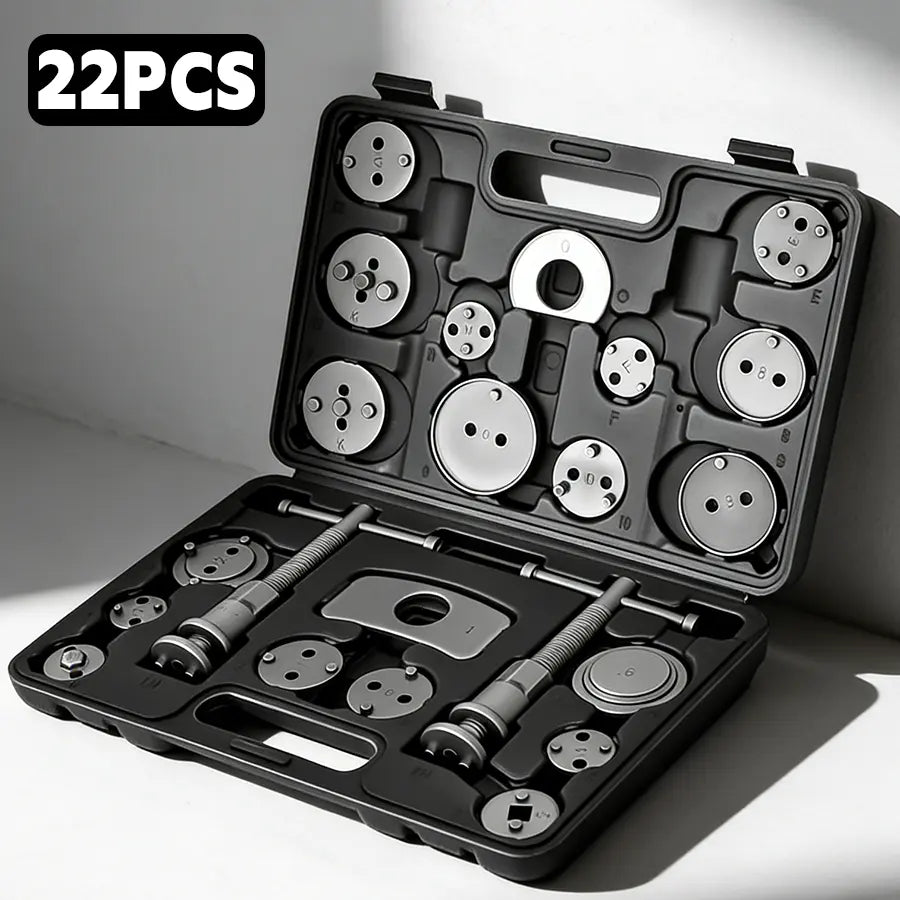 22pc Brake Caliper Compression Tool Set, Heavy Duty Brake Piston Compressor Tool and Wind Back Tool Kit for Brake Pad Replacement, Universal Disc Brake Caliper Tool Set with Red Case
