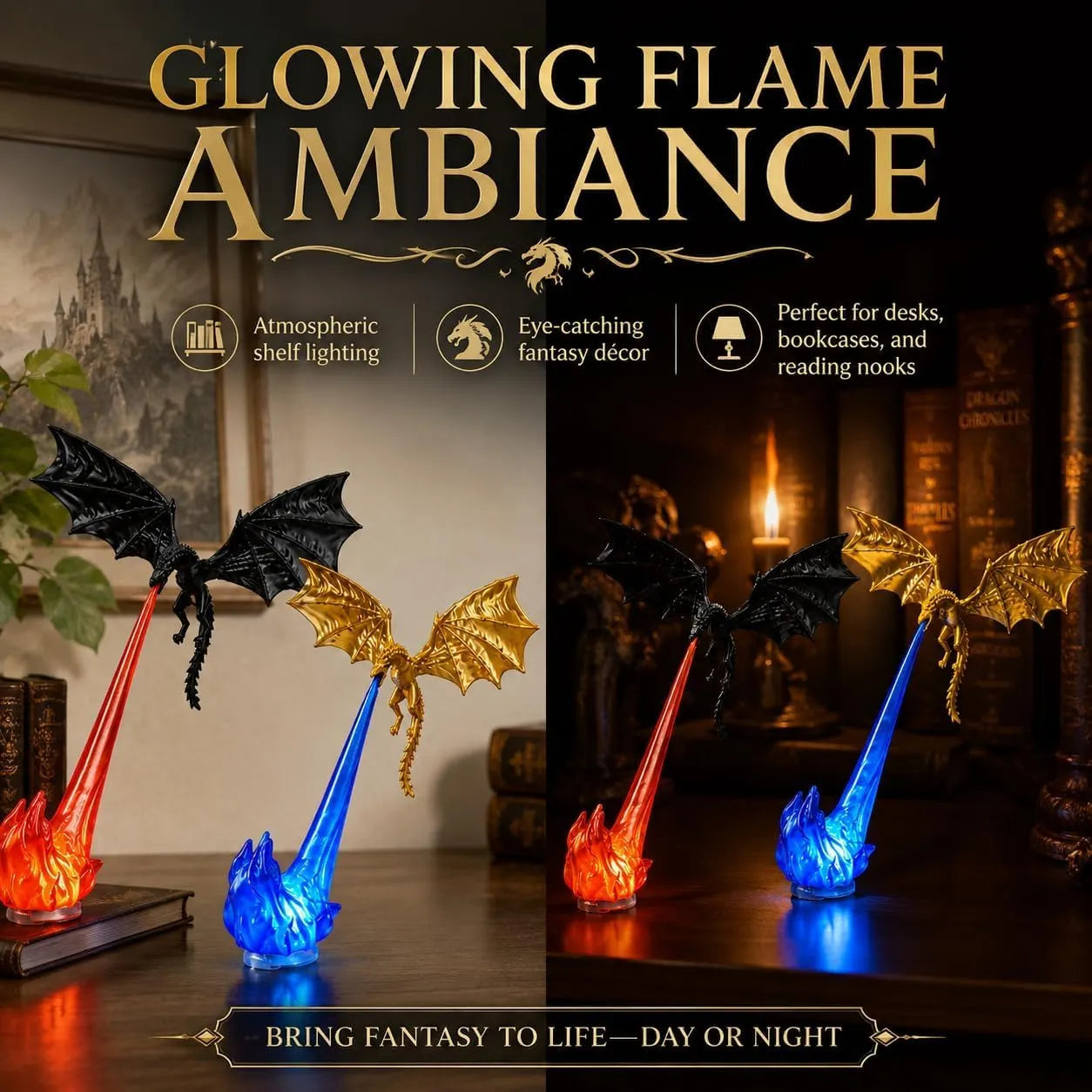 🐉 50% OFF Flying Dragon Bookshelf Light – Bring Fantasy to Life 🔥