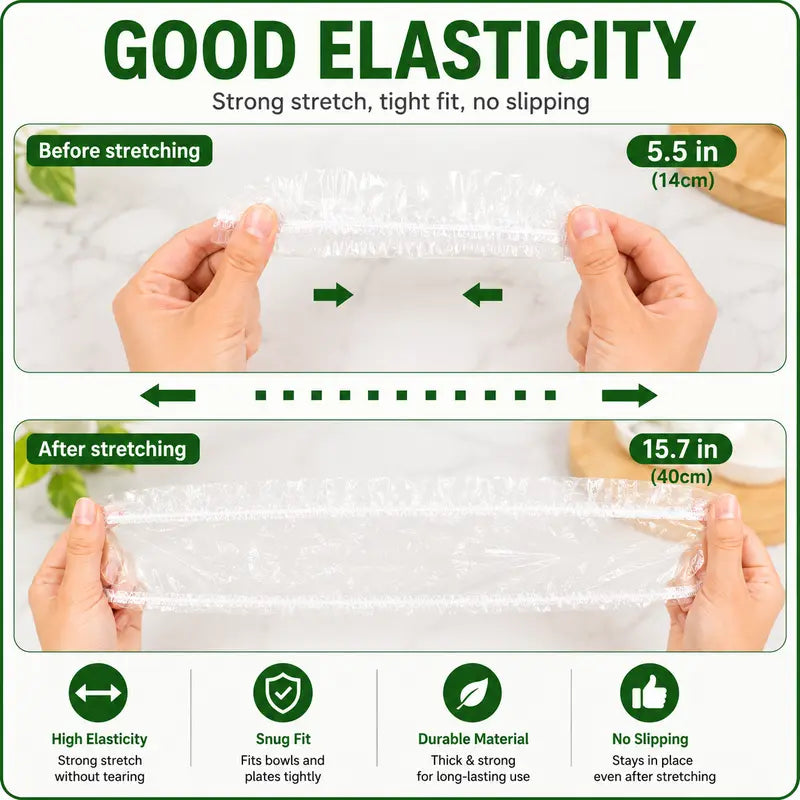 🌿 Save 50% Today ✨ 100PCS Elastic Stretch Food Covers – Quick-Fit Bowl & Plate Covers