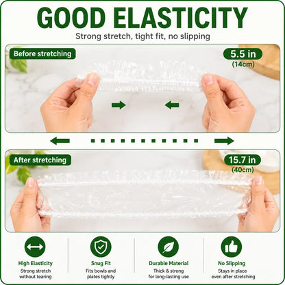 🌿 Save 50% Today ✨ 100PCS Elastic Stretch Food Covers – Quick-Fit Bowl & Plate Covers