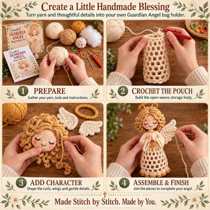 🧶 Blessed Home DIY Crochet Bag Holder Kit with Faith-Inspired Figures 🕊️