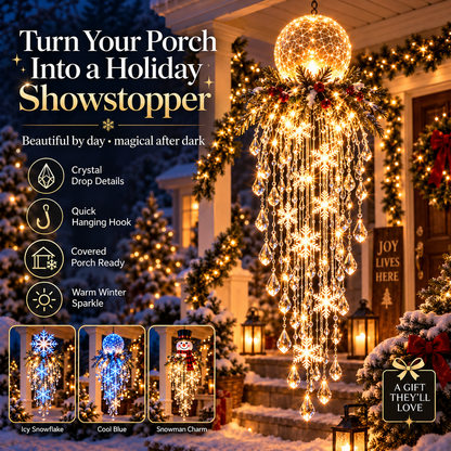 ❄️Crystal Cascade Christmas Light™ – Hanging Snowflake & Crystal LED Porch Décor ✨