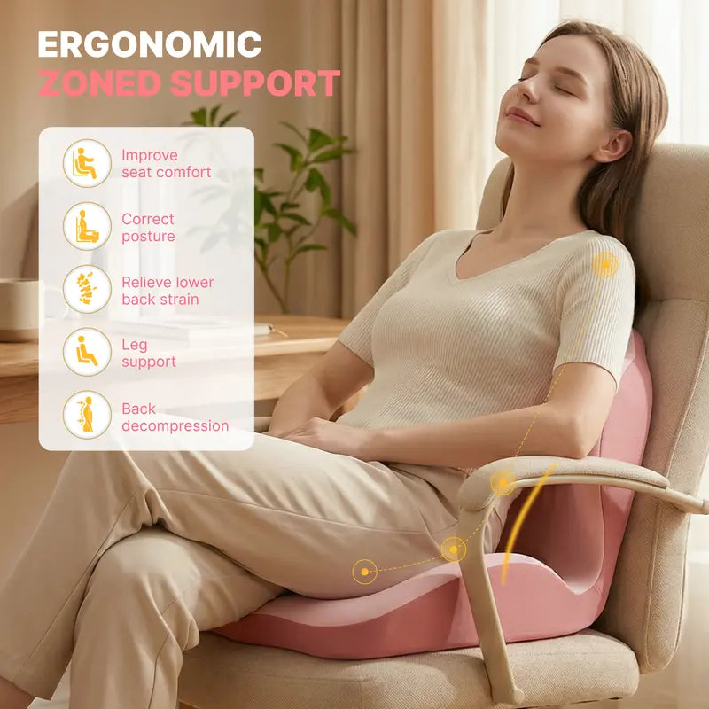 Ergonomic Memory Foam Seat & Back Cushion for All-Day Comfort🪑