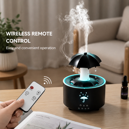 7-Color Rain Drop Aroma Diffuser | Rotating Mist Humidifier with LED Mood Light for Home & Office