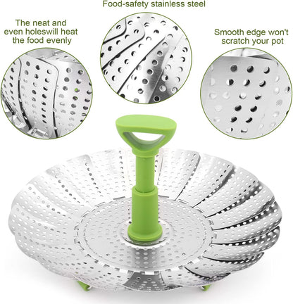 🔥 49% OFF Expandable Stainless Steel Steamer Basket – Foldable 3-in-1 Pot Insert