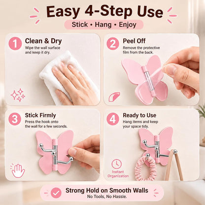 🦋 Buy 1 Get 1 Free 🎁 4-Piece Set of Rotating Butterfly-Shaped Hooks