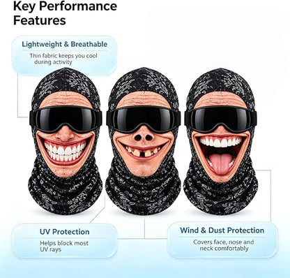 Realistic Face Balaclava – Funny Ski & Snowboard Mask for Cold Weather Adventures, Unisex Adult One Size (21-24') ⛷️