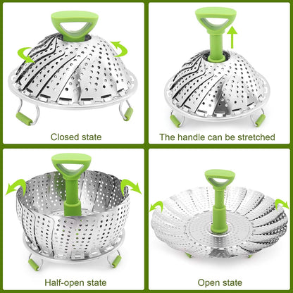 🔥 49% OFF Expandable Stainless Steel Steamer Basket – Foldable 3-in-1 Pot Insert