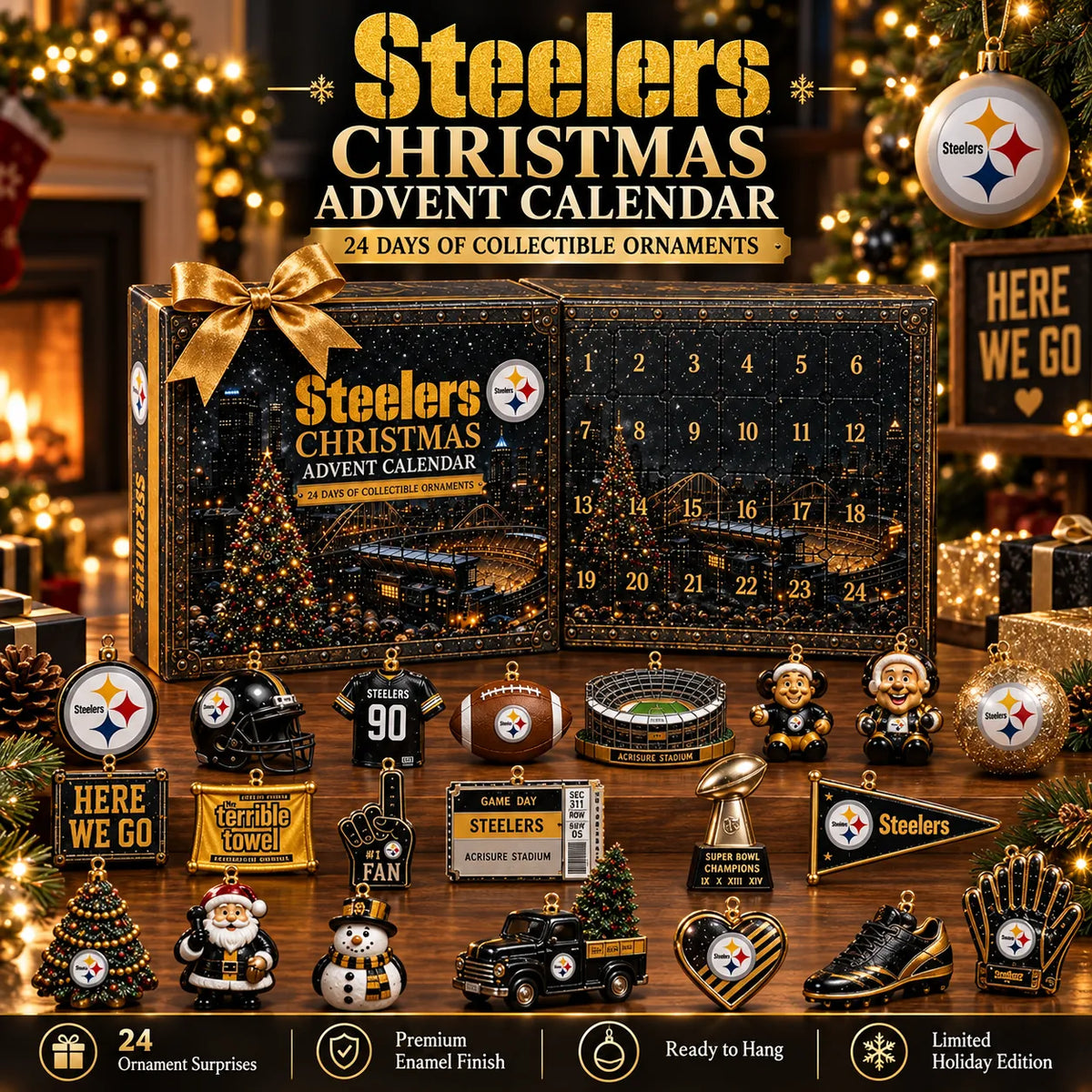 🏈 2026 Pittsburgh Football Advent Calendar – 24 Collectible Ornaments