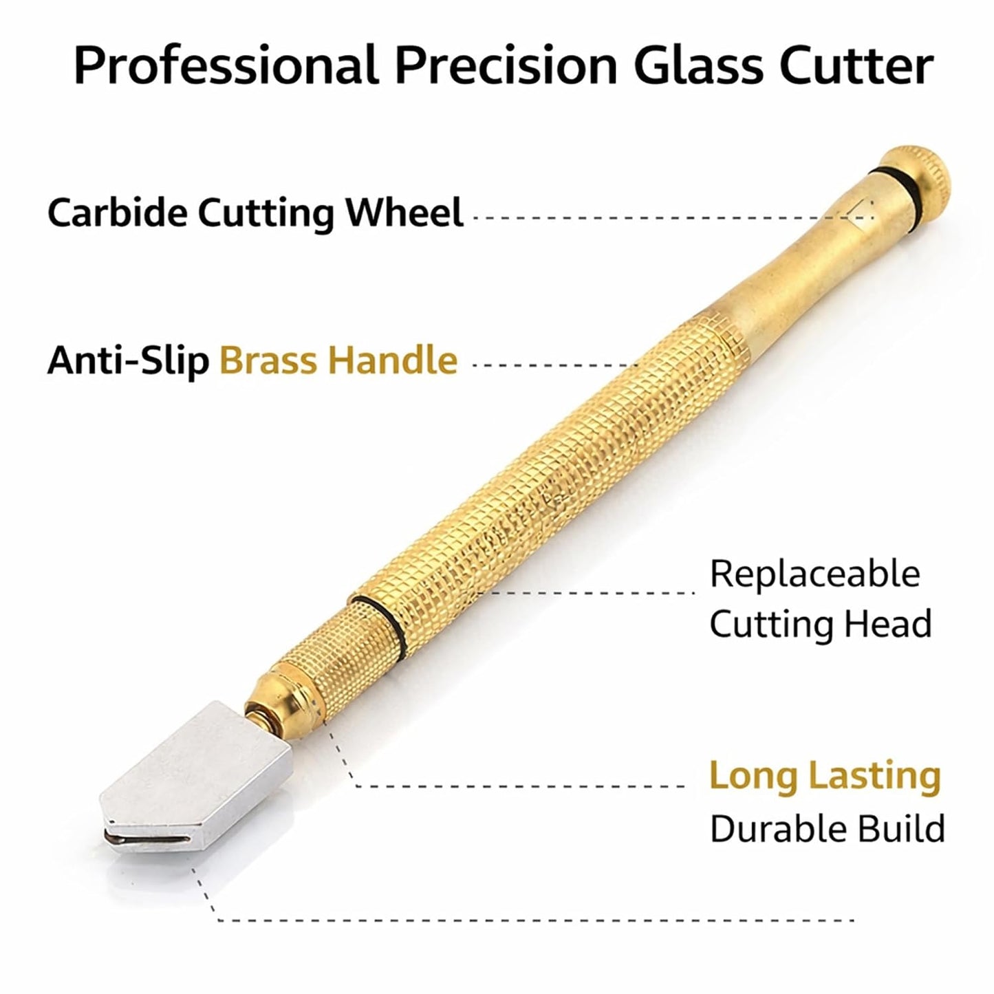 🔥 50% OFF Precision Glass Cutter 💎 Carbide Wheel with Anti-Slip Brass Handle