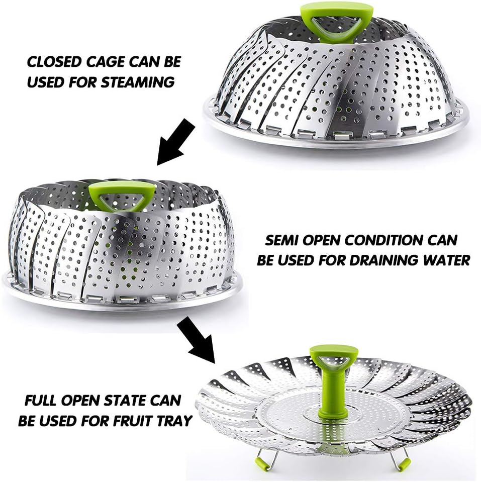 🔥 49% OFF Expandable Stainless Steel Steamer Basket – Foldable 3-in-1 Pot Insert