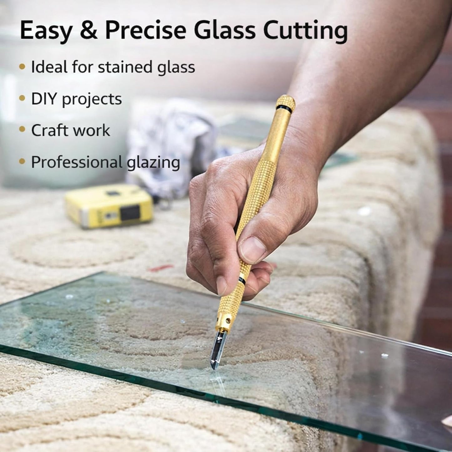 🔥 50% OFF Precision Glass Cutter 💎 Carbide Wheel with Anti-Slip Brass Handle