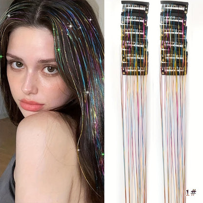 🔥Last Day50%OFF ✨Clip-in Tinsel Hair Extensions (12 tablets) box