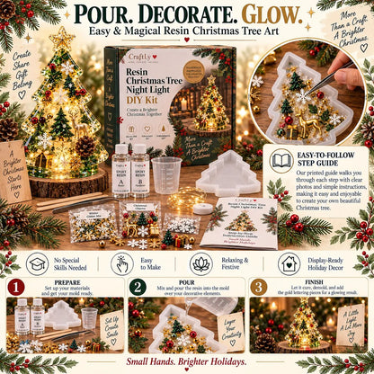 🔥HOT SALE🔥🎄 DIY Crystal Resin Christmas Tree Night Light Craft Kit with Warm Fairy Lights ❄️