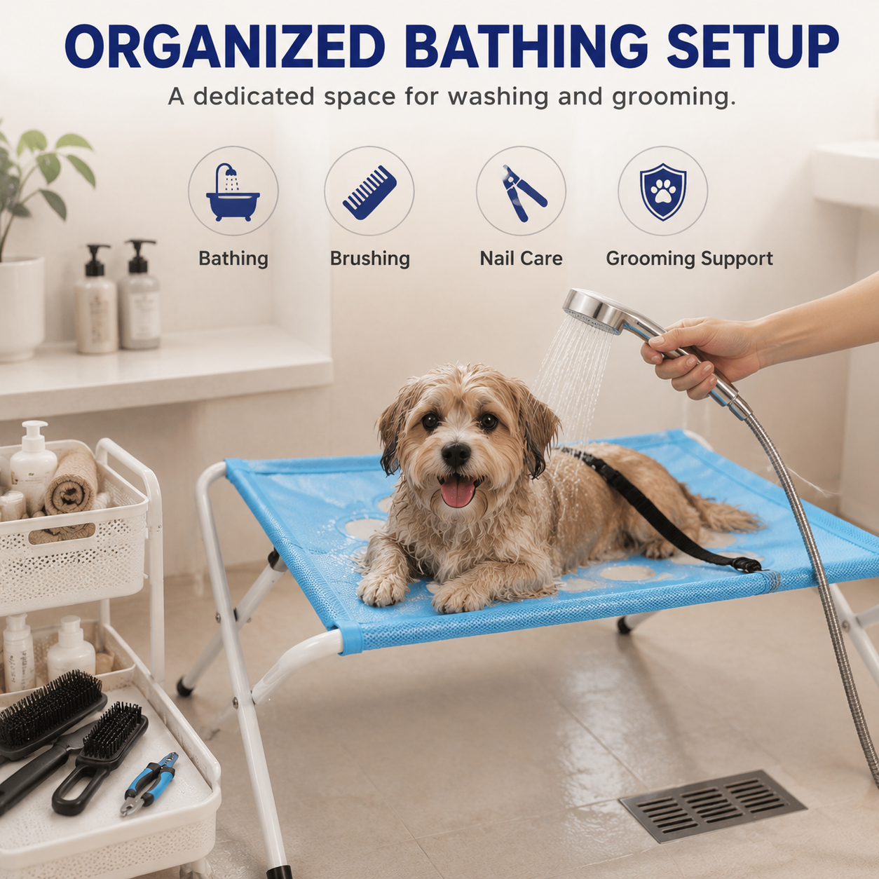 4-in-1 Pet Grooming Station | Stress-Free Bathing, Nail Care & Grooming for Cats & Dogs