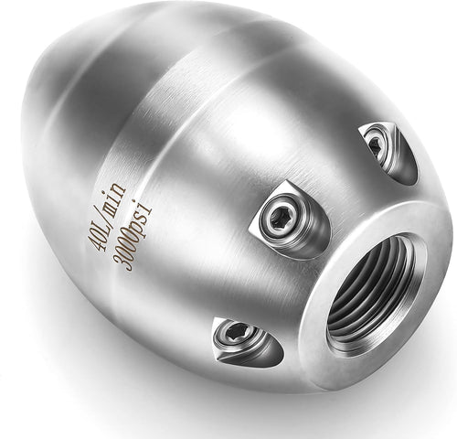 💦 3000 PSI 40 L/Min 3/8''  NPT Stainless Steel Sewer Jetter Nozzle for Pressure Washers