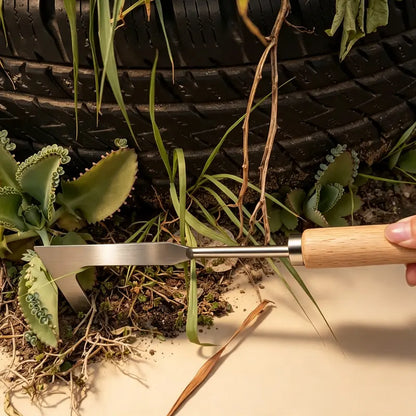 Stainless Steel Crevice Weeder with Ergonomic Wooden Handle – Manual Weed Remover for Patio, Pathways & Yard