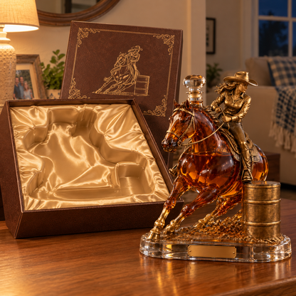 🐎 Western Spirit Cowgirl Whiskey Decanter — A Bold Tribute to the Thrill of Barrel Racing 🥃