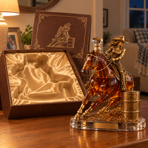 🐎 Western Spirit Cowgirl Whiskey Decanter — A Bold Tribute to the Thrill of Barrel Racing 🥃