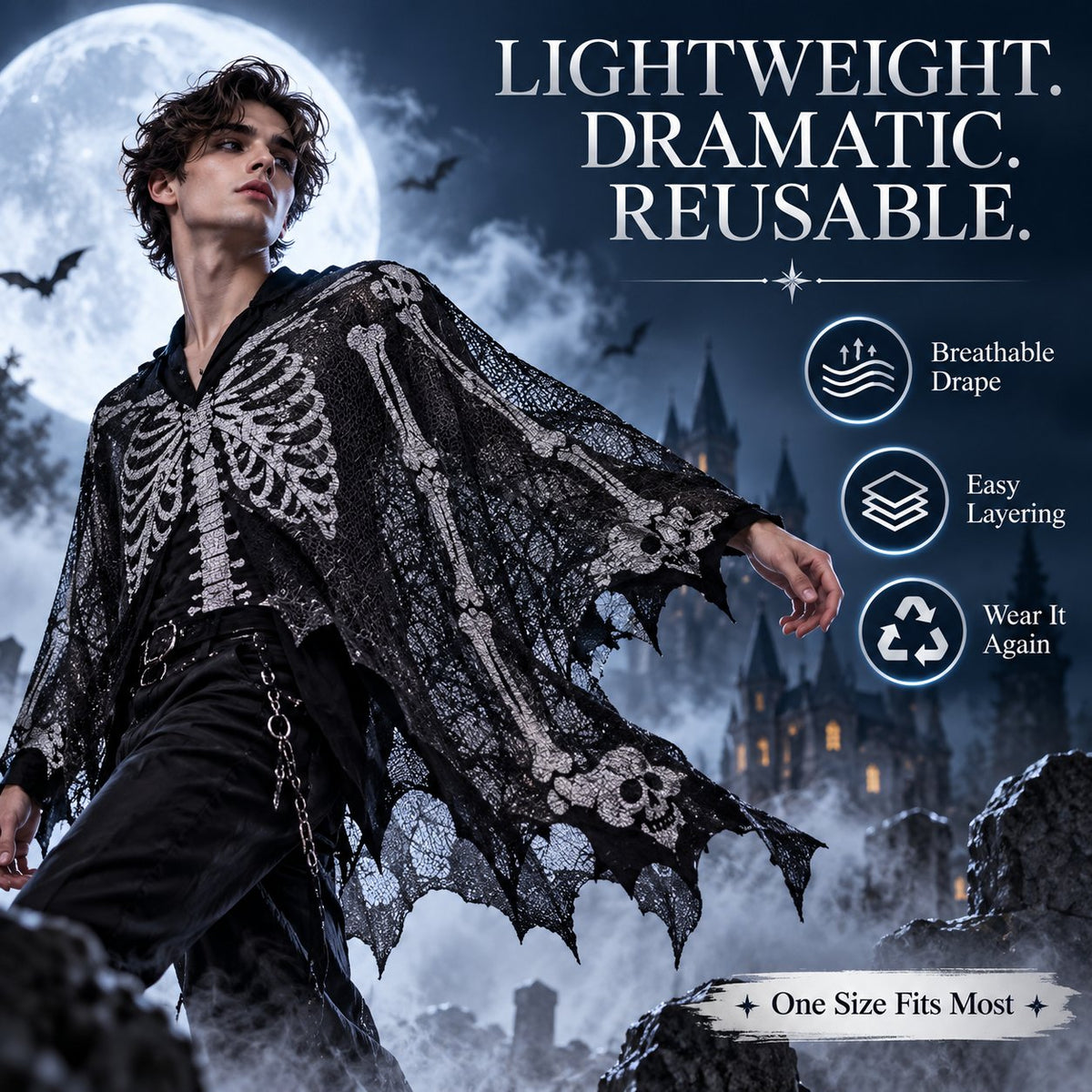 🦇Women's Dark Magic Cosplay Cape - Safe & Machine Washable