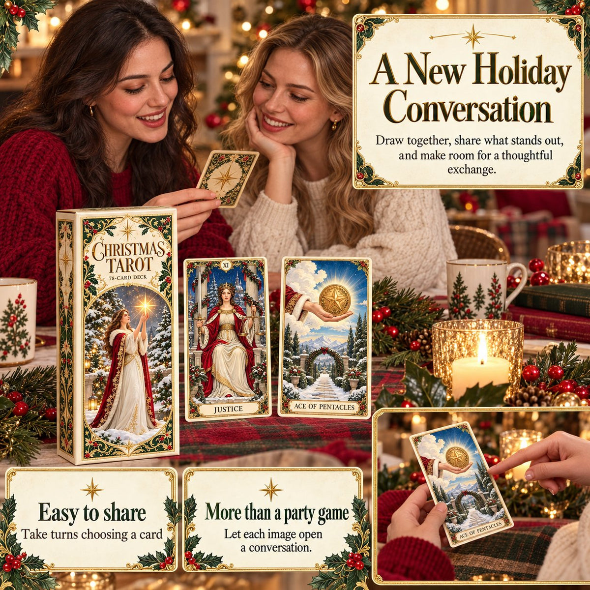 Last Day 49% OFF🎉-🔮 Yuletide Tarot Deck | 78 Festive Cards & A Guided 12-Day Holiday Ritual
