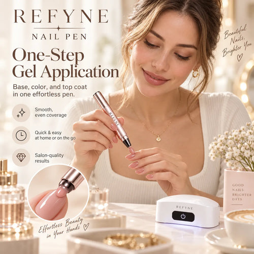 💅 3-in-1 Gel Nail Pen Kit – One-Step Manicure with Mini UV Lamp