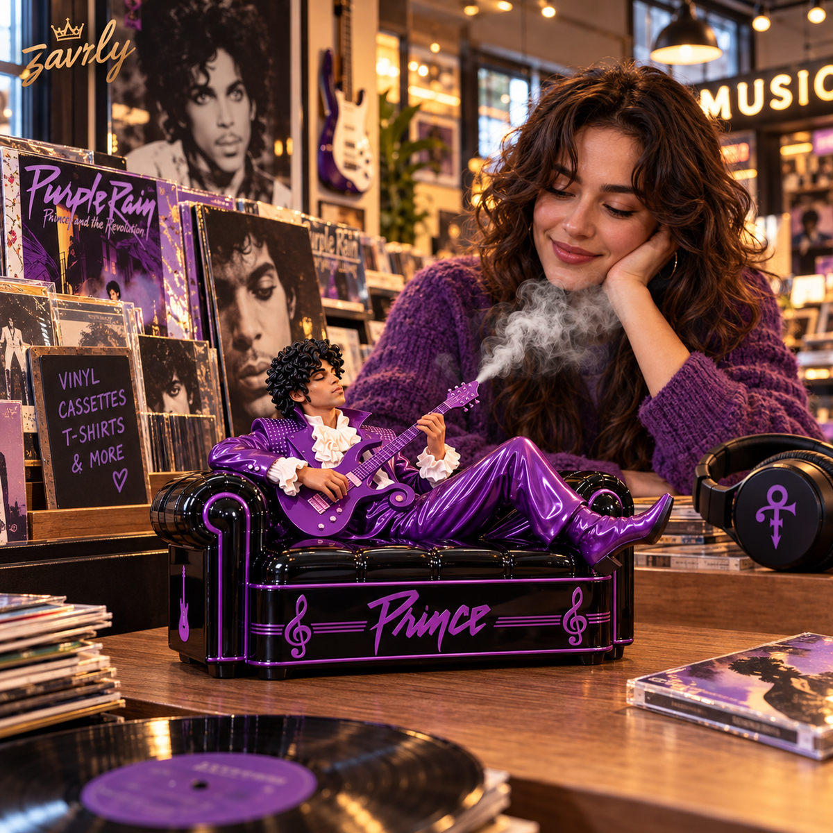 🎸✨ Purple Guitarist Mist Diffuser – Iconic Music-Inspired Decor with Glowing Purple Light & Soothing Mist 💜
