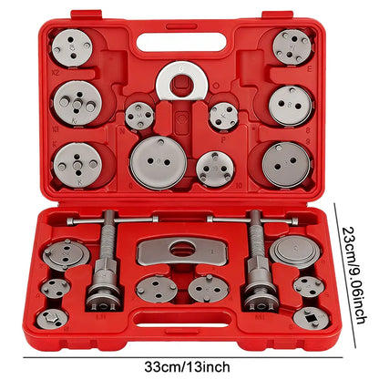22pc Brake Caliper Compression Tool Set, Heavy Duty Brake Piston Compressor Tool and Wind Back Tool Kit for Brake Pad Replacement, Universal Disc Brake Caliper Tool Set with Red Case